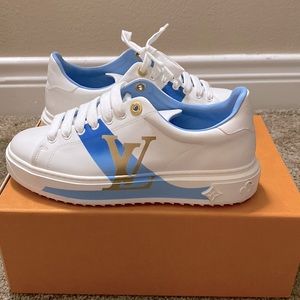 White and baby blue Louis Vuitton sneakers